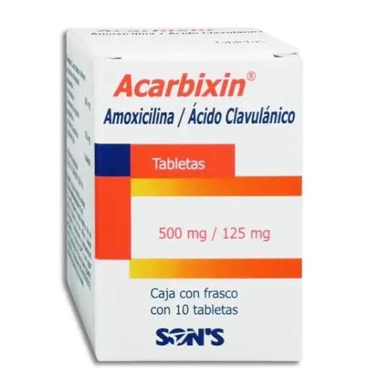ACARBIXIN (AMOXICILINA/ACIDO CLAVULANICO) c/10 TABS. 500/125 MG.